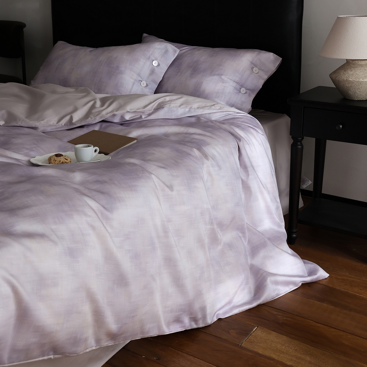 91家纺网 家纺一手货源 找家纺 ONE TWO ONE 121 【会员-20】 【控价商品】【提供买家秀】  2026新款专版数码印花100s长绒棉全棉床上用品四件套 墨染江南-紫