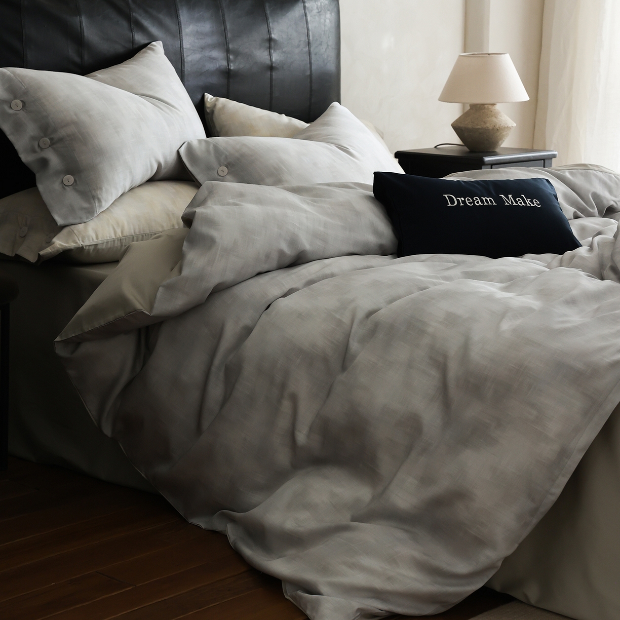 91家纺网 家纺一手货源 找家纺 ONE TWO ONE 121 【会员-20】 【控价商品】【提供买家秀】  2026新款专版数码印花100s长绒棉全棉床上用品四件套 墨染江南-灰