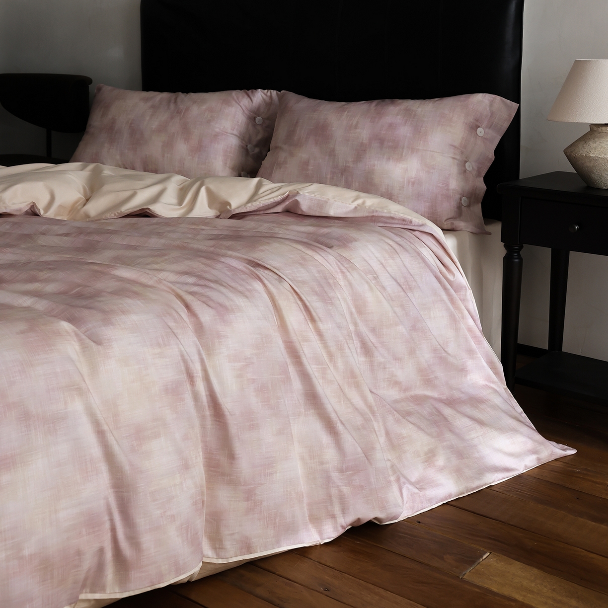 91家纺网 家纺一手货源 找家纺 ONE TWO ONE 121 【会员-20】 【控价商品】【提供买家秀】  2026新款专版数码印花100s长绒棉全棉床上用品四件套 墨染江南-粉