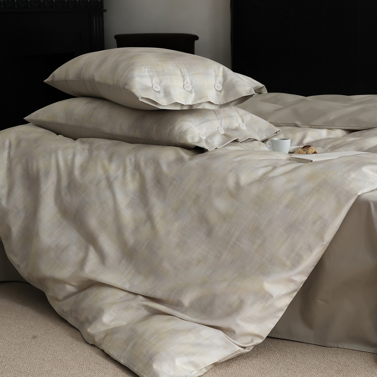 91家纺网 家纺一手货源 找家纺 ONE TWO ONE 121 【会员-20】 【控价商品】【提供买家秀】  2026新款专版数码印花100s长绒棉全棉床上用品四件套 墨染江南-晴