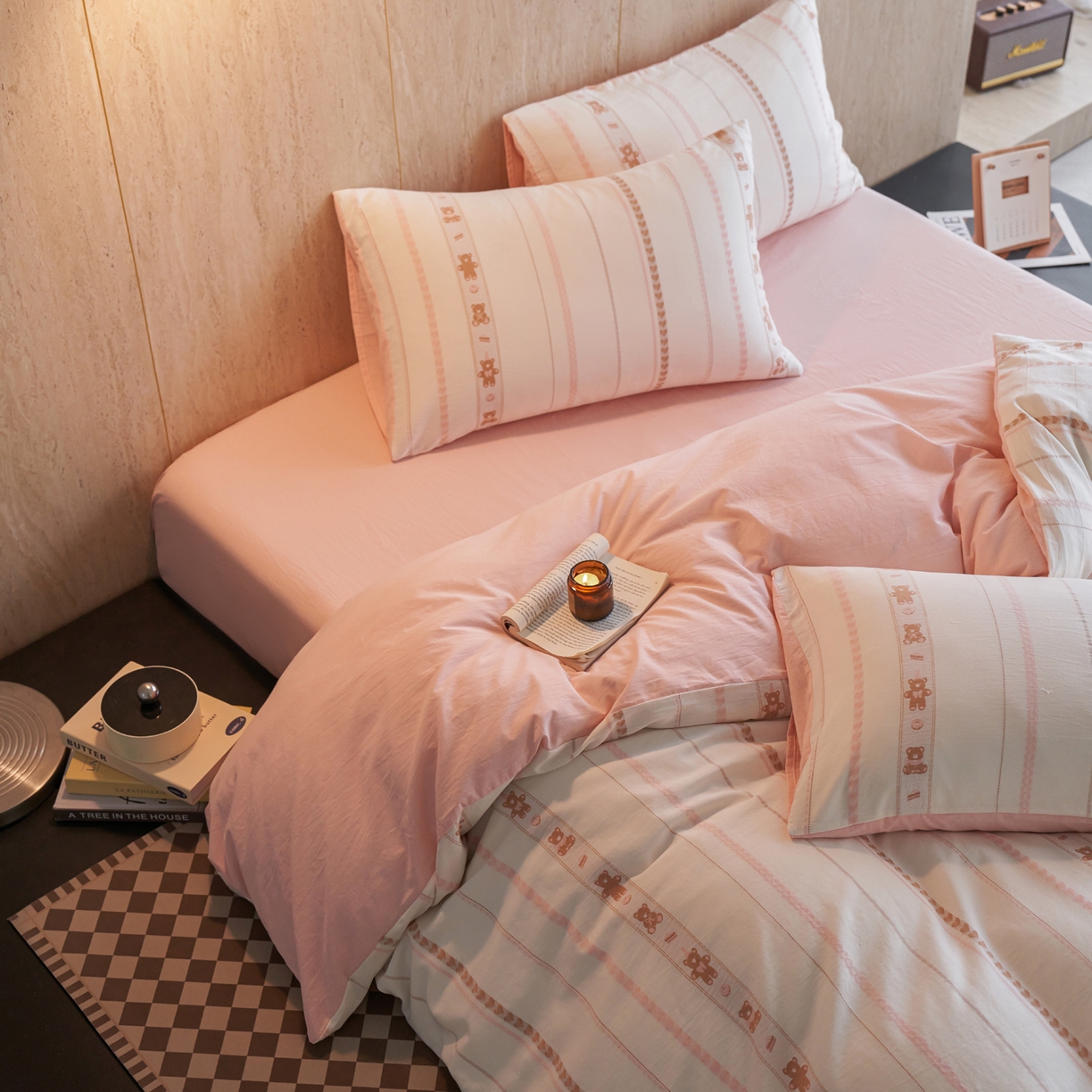 91家纺网 家纺一手货源 找家纺 （总）如一 2026新款全棉纯棉水洗棉卡通色织大提花四件套