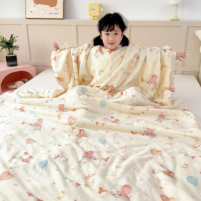 萌朵防踢被 2026新款全棉纯棉双层纱夏凉防踢被夏凉被空调被 象天歌