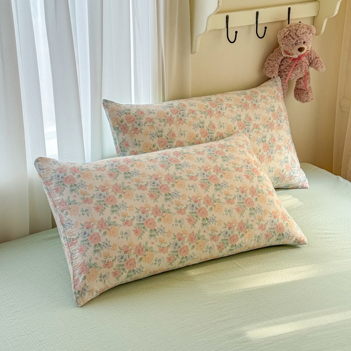 91家纺网 家纺一手货源 找家纺 梵希雅 2026新款A类木棉皱皱纱夏被 薄荷奶绿