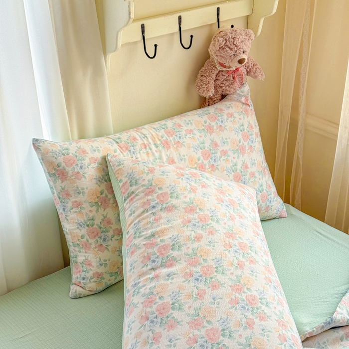 91家纺网 家纺一手货源 找家纺 梵希雅 2026新款A类木棉皱皱纱夏被 薄荷奶绿