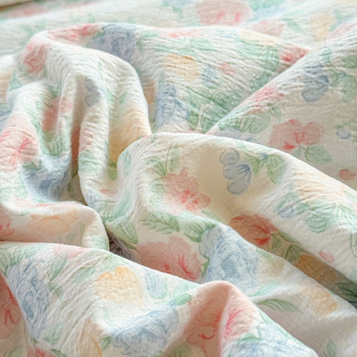 91家纺网 家纺一手货源 找家纺 梵希雅 2026新款A类木棉皱皱纱夏被 薄荷奶绿