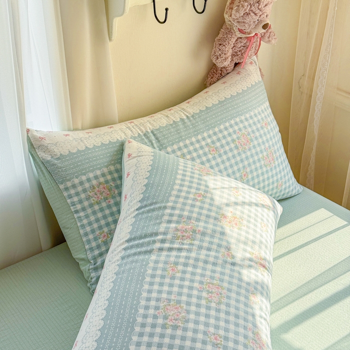 91家纺网 家纺一手货源 找家纺 梵希雅 2026新款A类木棉皱皱纱夏被 青格花信