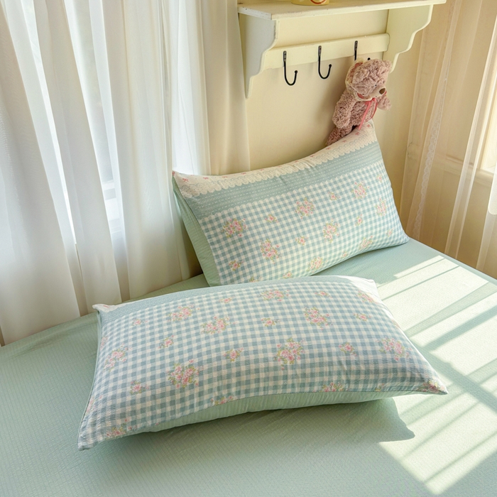 91家纺网 家纺一手货源 找家纺 梵希雅 2026新款A类木棉皱皱纱夏被 青格花信