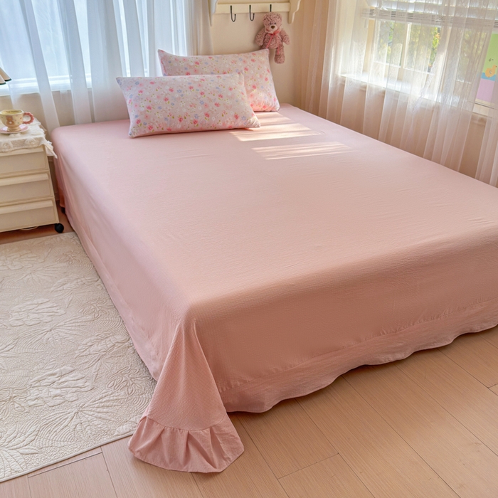 91家纺网 家纺一手货源 找家纺 梵希雅 2026新款A类木棉皱皱纱夏被 樱粉星野