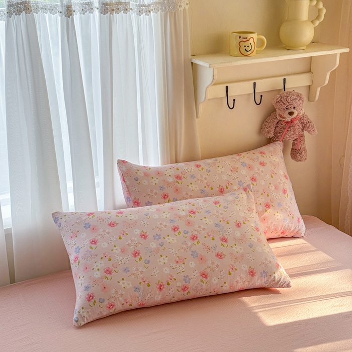 91家纺网 家纺一手货源 找家纺 梵希雅 2026新款A类木棉皱皱纱夏被 樱粉星野