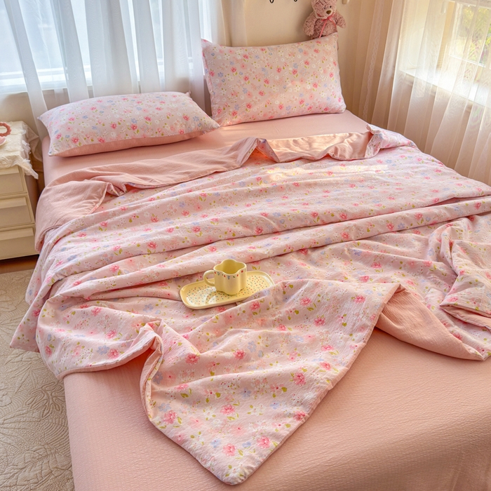 梵希雅 2026新款A类木棉皱皱纱夏被 樱粉星野