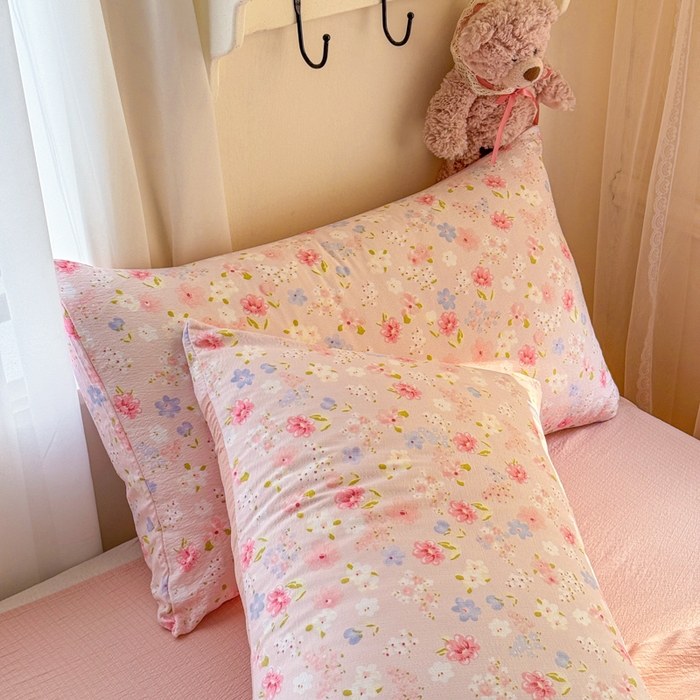 91家纺网 家纺一手货源 找家纺 梵希雅 2026新款A类木棉皱皱纱夏被 樱粉星野