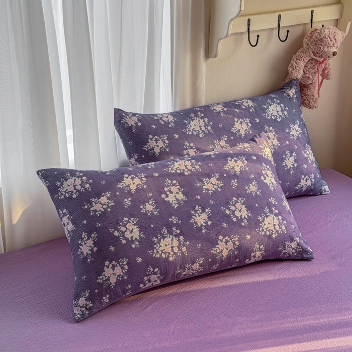 91家纺网 家纺一手货源 找家纺 梵希雅 2026新款A类木棉皱皱纱夏被 紫雾花野