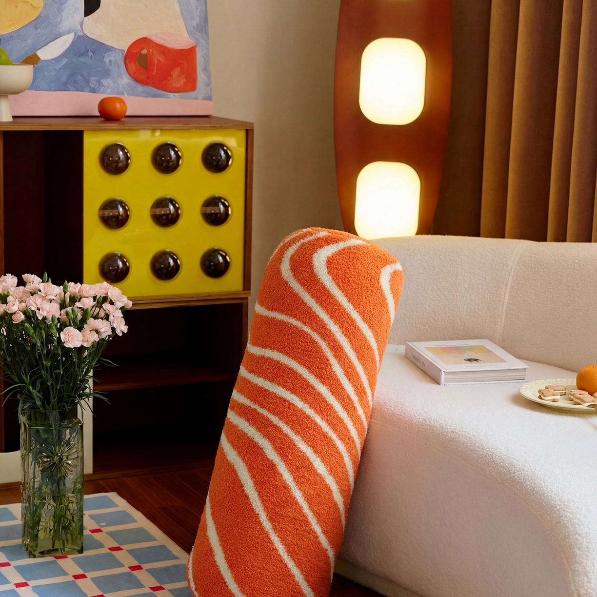 91家纺网 家纺一手货源 找家纺 （总）暖绵绵家纺 2026新款橙白相间可拆洗抱枕-飒缇文