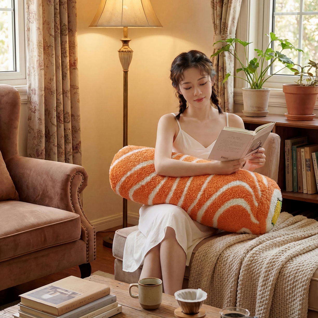 91家纺网 家纺一手货源 找家纺 （总）暖绵绵家纺 2026新款橙白相间可拆洗抱枕-飒缇文