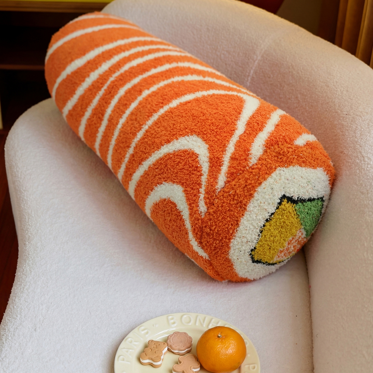 91家纺网 家纺一手货源 找家纺 （总）暖绵绵家纺 2026新款橙白相间可拆洗抱枕-飒缇文