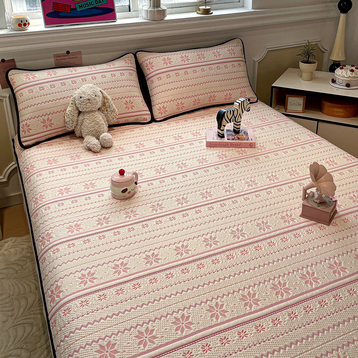 91家纺网 家纺一手货源 找家纺 （总）山茶家居-原创设计（原山茶家纺） 2026新款A类pe提花华夫格凉感席凉席席子-费尔岛系列