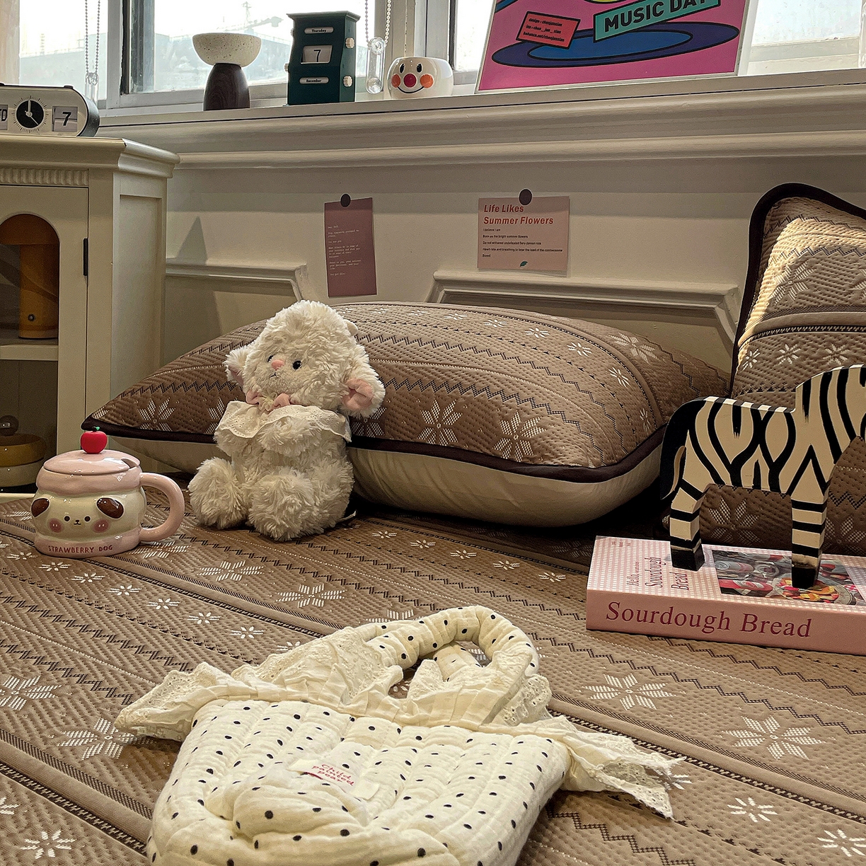 91家纺网 家纺一手货源 找家纺 山茶家居-原创设计（原山茶家纺） 2026新款A类pe提花华夫格凉感席凉席席子-费尔岛系列 费尔岛-深咖