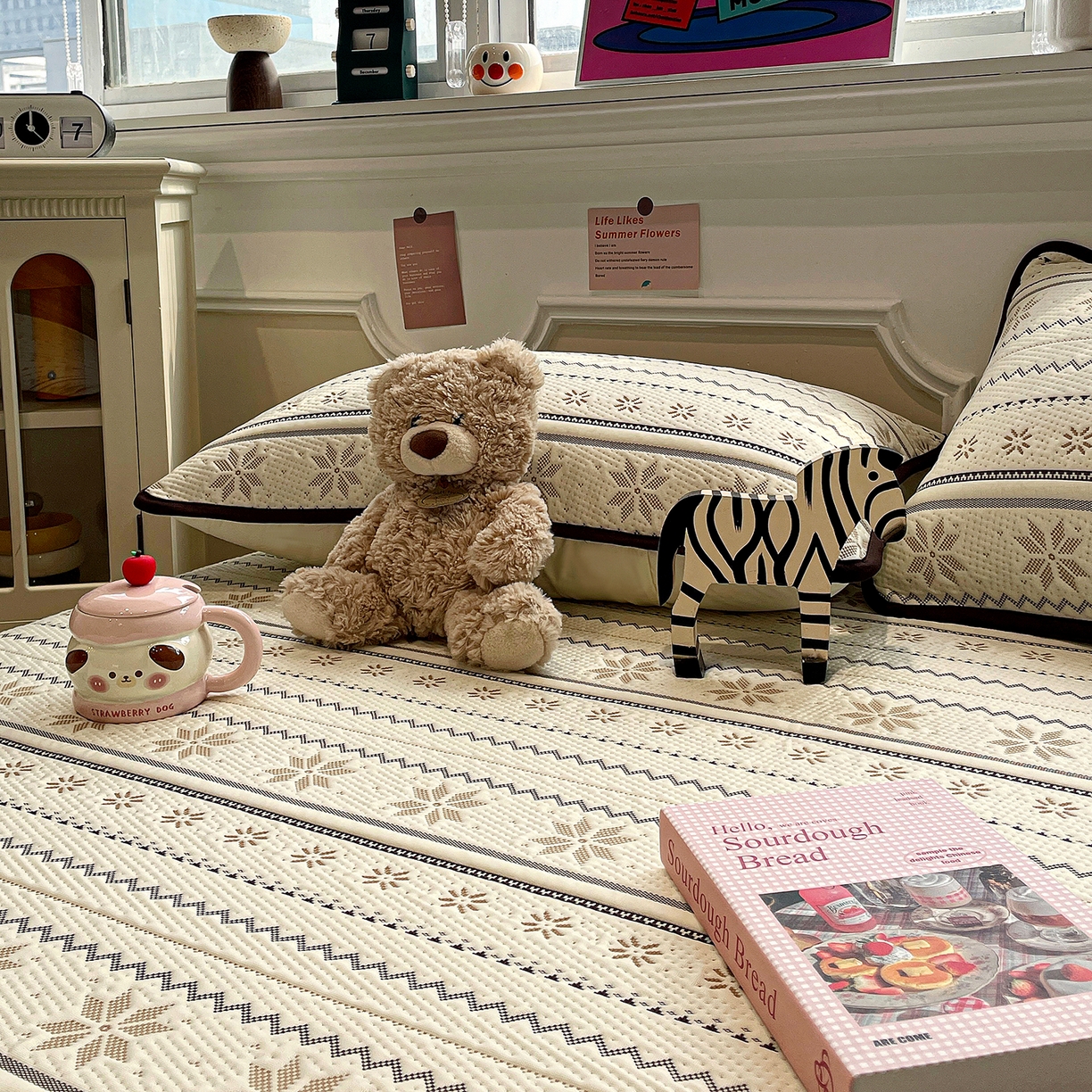 91家纺网 家纺一手货源 找家纺 山茶家居-原创设计（原山茶家纺） 2026新款A类pe提花华夫格凉感席凉席席子-费尔岛系列 费尔岛-米咖