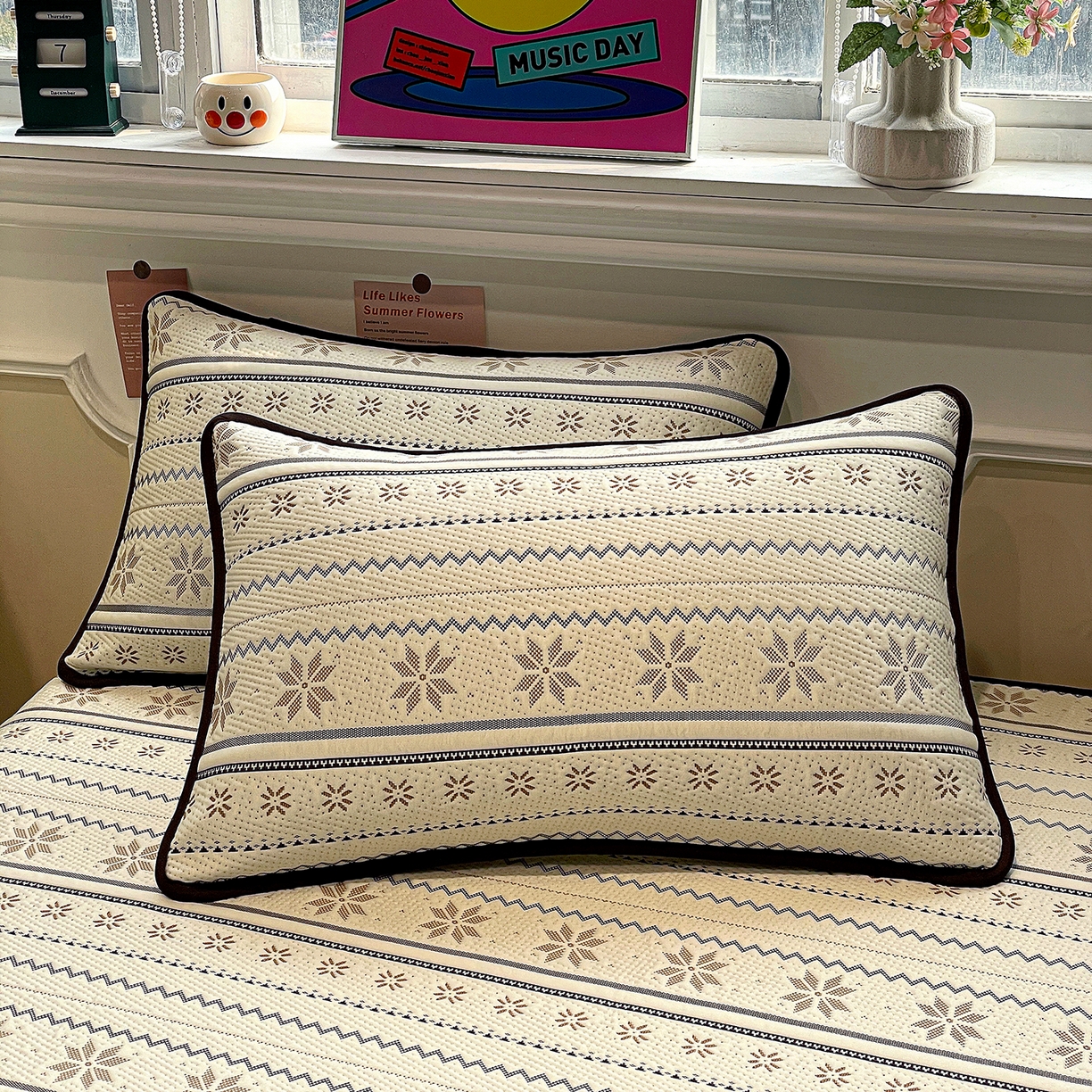 91家纺网 家纺一手货源 找家纺 山茶家居-原创设计（原山茶家纺） 2026新款A类pe提花华夫格凉感席凉席席子-费尔岛系列 费尔岛-米咖