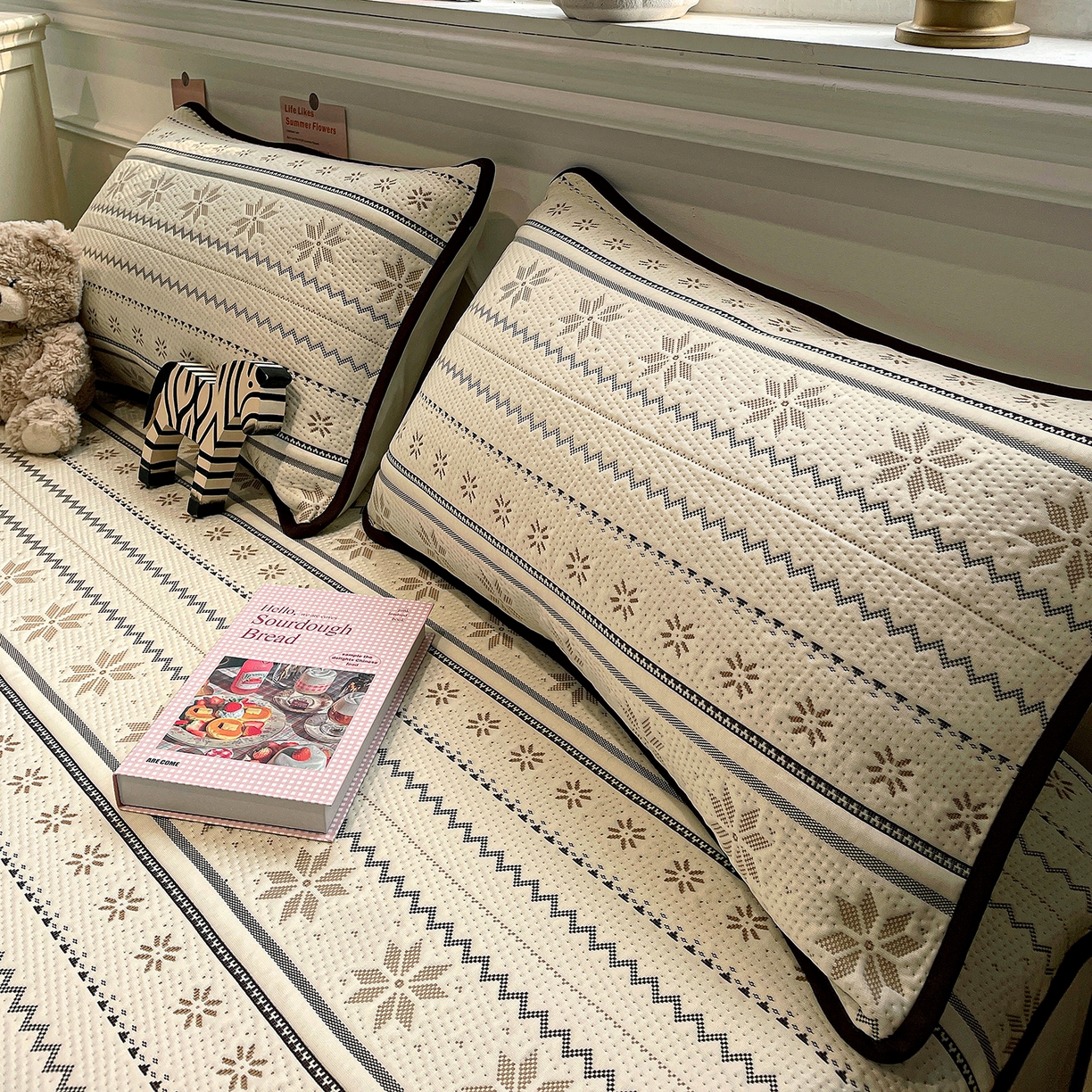 91家纺网 家纺一手货源 找家纺 山茶家居-原创设计（原山茶家纺） 2026新款A类pe提花华夫格凉感席凉席席子-费尔岛系列 费尔岛-米咖