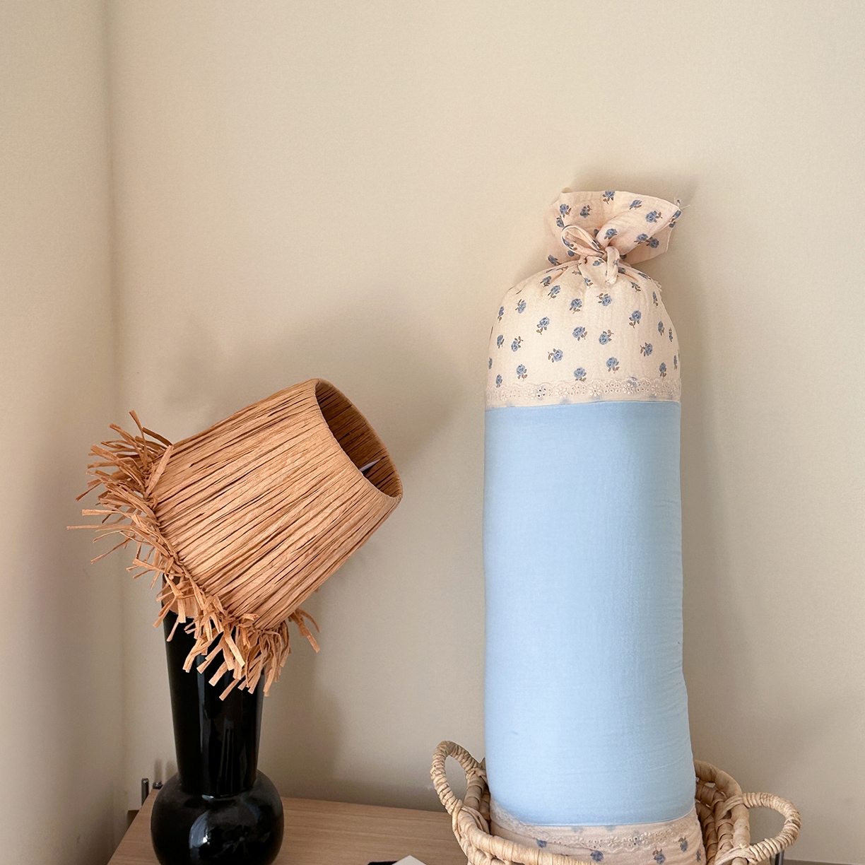 伟邦枕芯 2026新款全棉皱皱纱糖果抱枕枕头枕芯 糖果抱枕-天蓝色