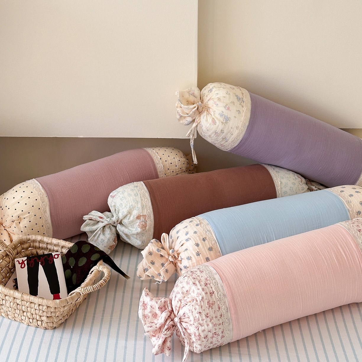 91家纺网 家纺一手货源 找家纺 伟邦枕芯 2026新款全棉皱皱纱糖果抱枕枕头枕芯 组合