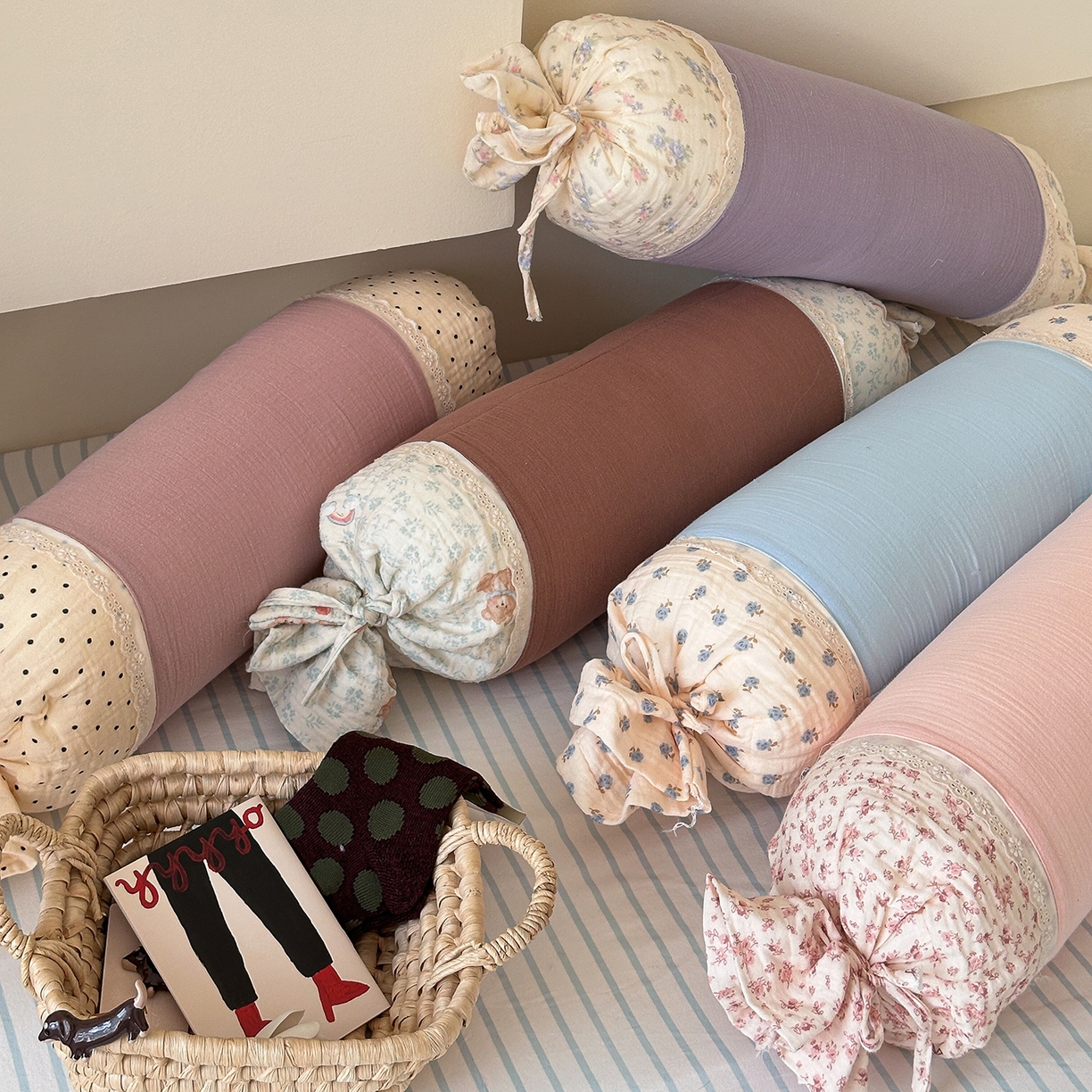 91家纺网 家纺一手货源 找家纺 伟邦枕芯 2026新款全棉皱皱纱糖果抱枕枕头枕芯 组合