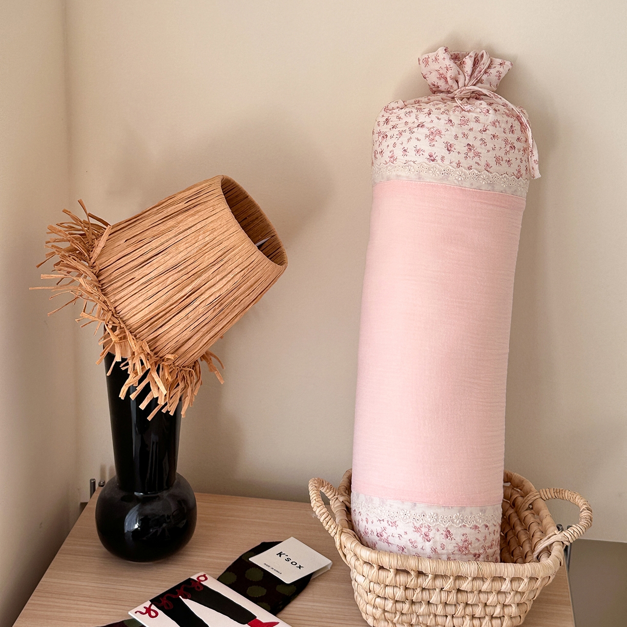 伟邦枕芯 2026新款全棉皱皱纱糖果抱枕枕头枕芯 糖果抱枕-粉色