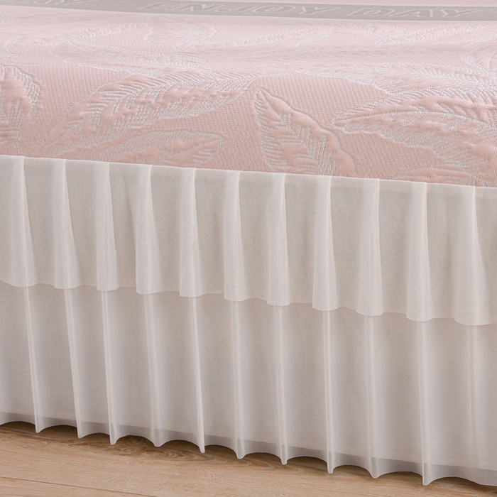 91家纺网 家纺一手货源 找家纺 德比尔斯  2026新款A类凉感凉豆豆床裙款凉席-芭蕉叶 芭蕉叶-粉