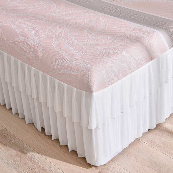 91家纺网 家纺一手货源 找家纺 德比尔斯  2026新款A类凉感凉豆豆床裙款凉席-芭蕉叶 芭蕉叶-粉