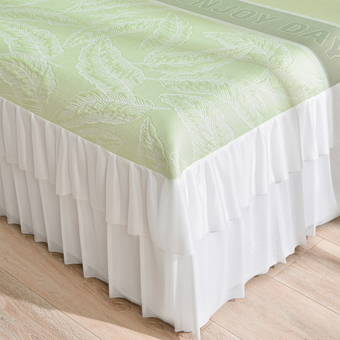 91家纺网 家纺一手货源 找家纺 德比尔斯  2026新款A类凉感凉豆豆床裙款凉席-芭蕉叶 芭蕉叶-绿