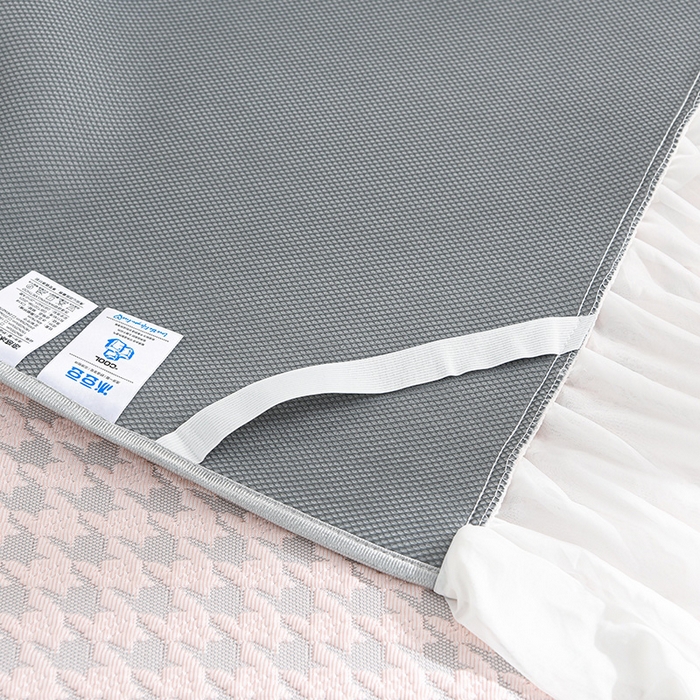 91家纺网 家纺一手货源 找家纺 （总）德比尔斯  2026新款A类凉感凉豆豆床裙款凉席-千鸟格