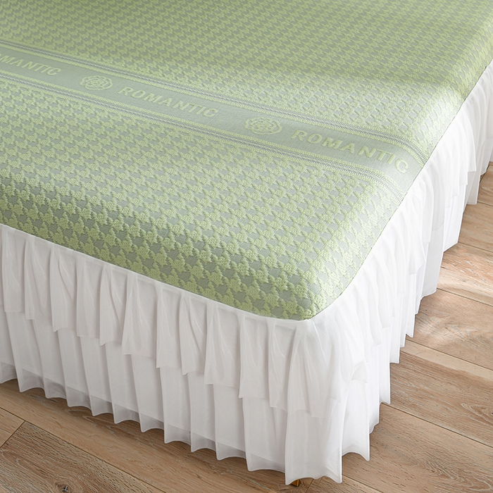 91家纺网 家纺一手货源 找家纺 德比尔斯  2026新款A类凉感凉豆豆床裙款凉席-千鸟格 千鸟格绿