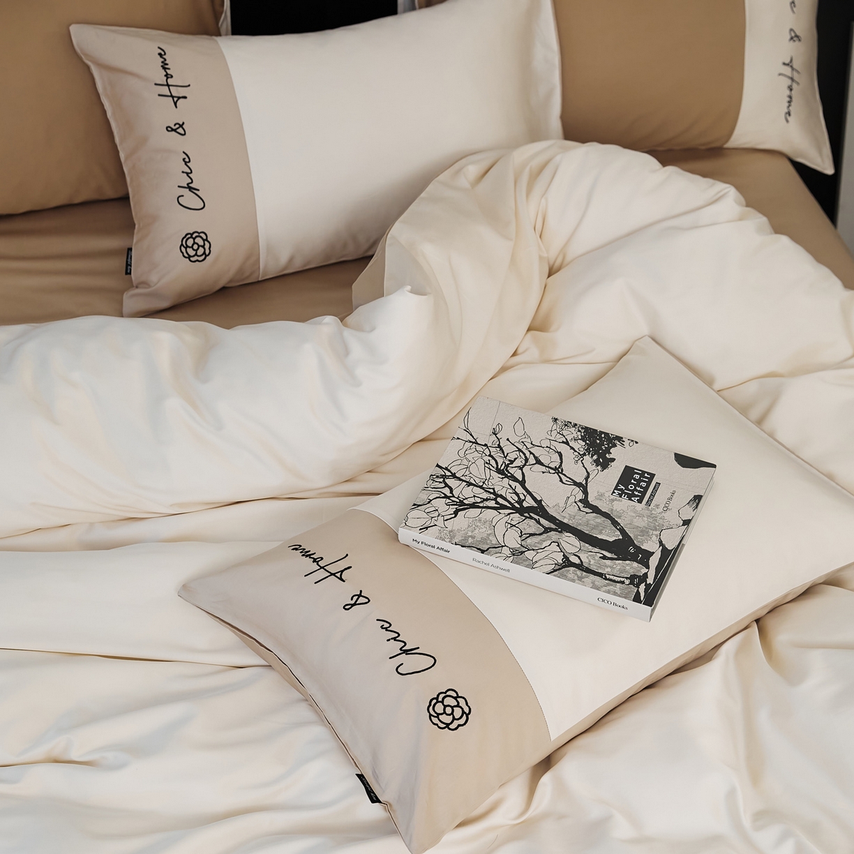 91家纺网 家纺一手货源 找家纺 EH家居 2026新款春夏新款天丝棉四件套江南系列 江南-流花白