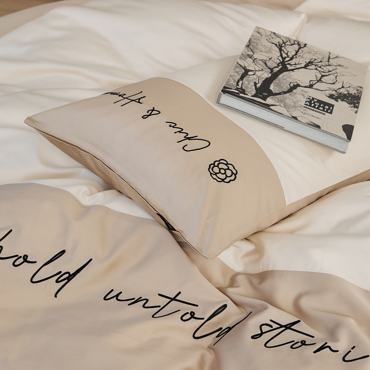 91家纺网 家纺一手货源 找家纺 EH家居 2026新款春夏新款天丝棉四件套江南系列 江南-流花白