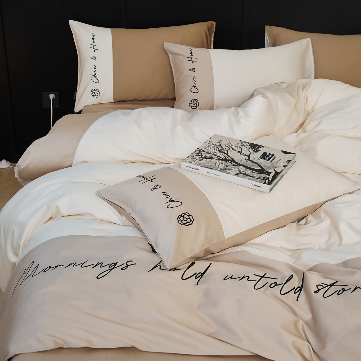 91家纺网 家纺一手货源 找家纺 EH家居 2026新款春夏新款天丝棉四件套江南系列 江南-流花白