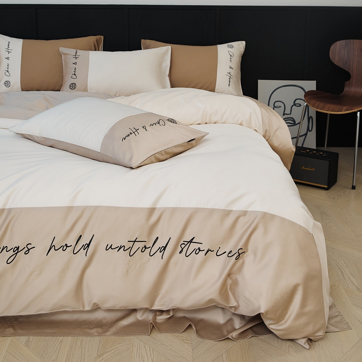 91家纺网 家纺一手货源 找家纺 EH家居 2026新款春夏新款天丝棉四件套江南系列 江南-流花白