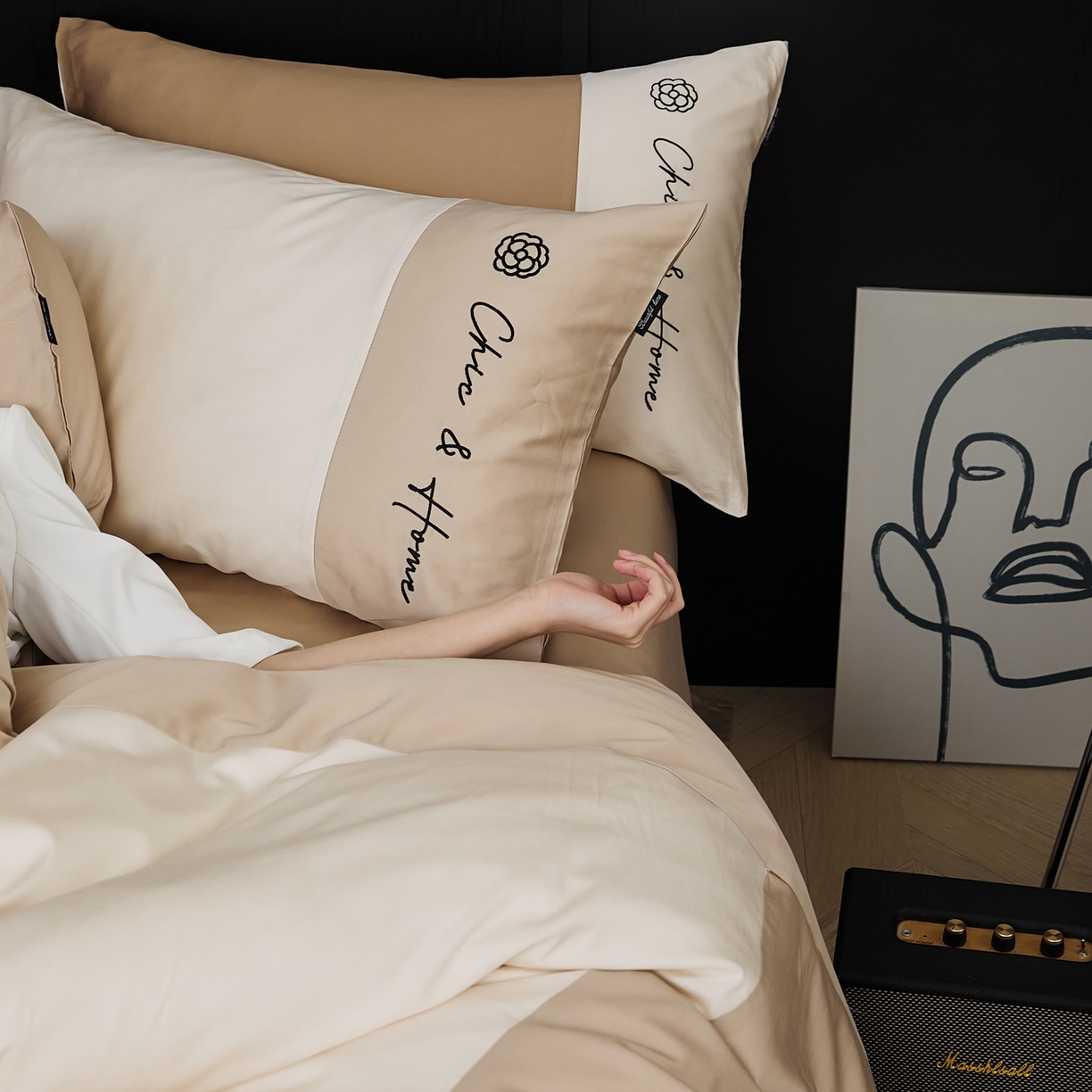 91家纺网 家纺一手货源 找家纺 EH家居 2026新款春夏新款天丝棉四件套江南系列 江南-流花白