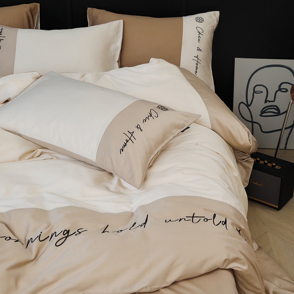 91家纺网 家纺一手货源 找家纺 EH家居 2026新款春夏新款天丝棉四件套江南系列 江南-流花白