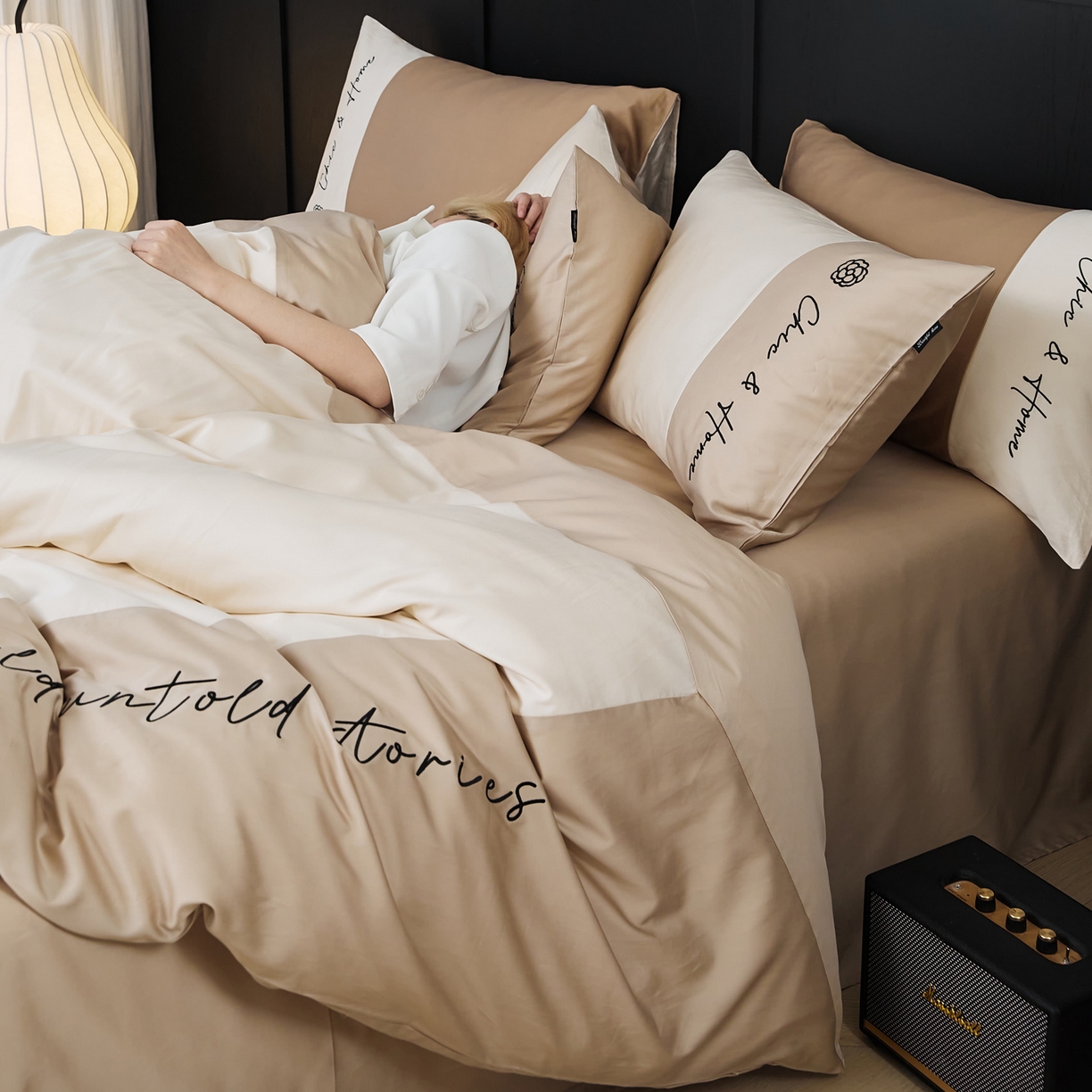 91家纺网 家纺一手货源 找家纺 EH家居 2026新款春夏新款天丝棉四件套江南系列 江南-流花白