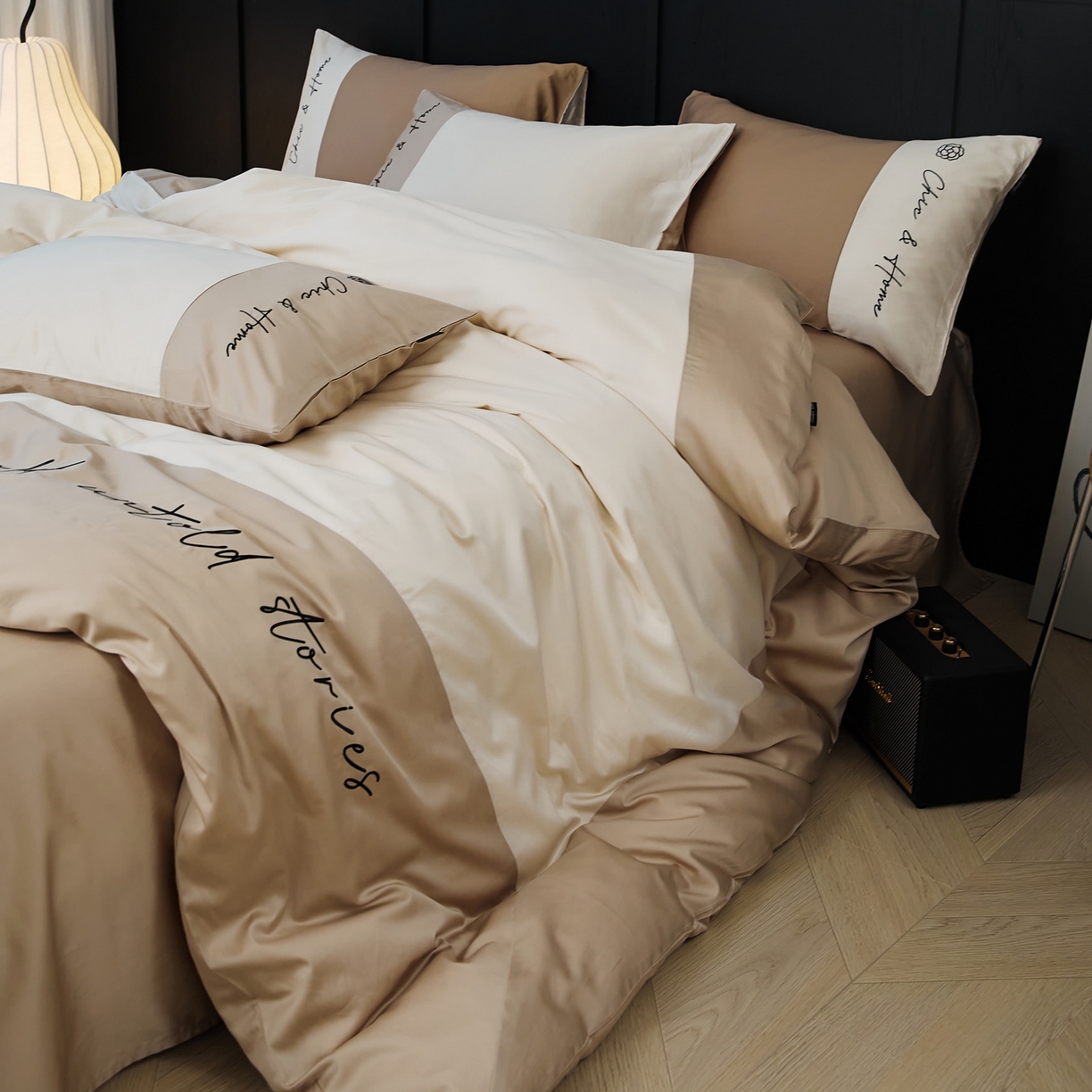 91家纺网 家纺一手货源 找家纺 EH家居 2026新款春夏新款天丝棉四件套江南系列 江南-流花白