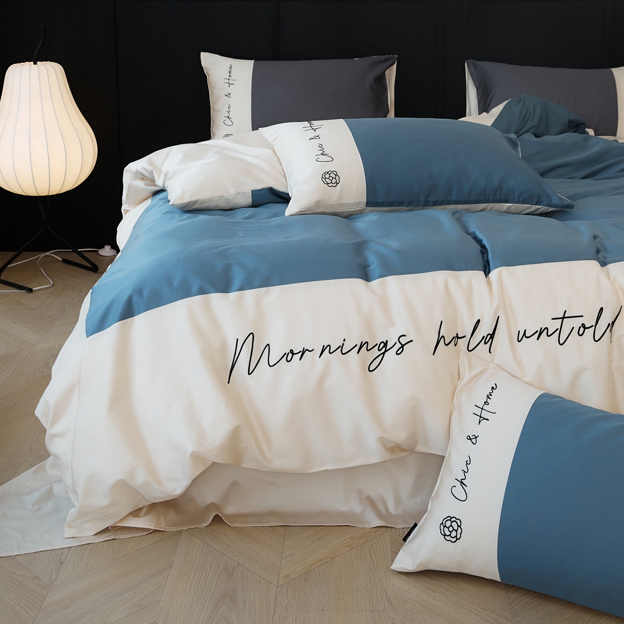 EH家居 2026新款春夏新款天丝棉四件套江南系列 江南-湖蓝