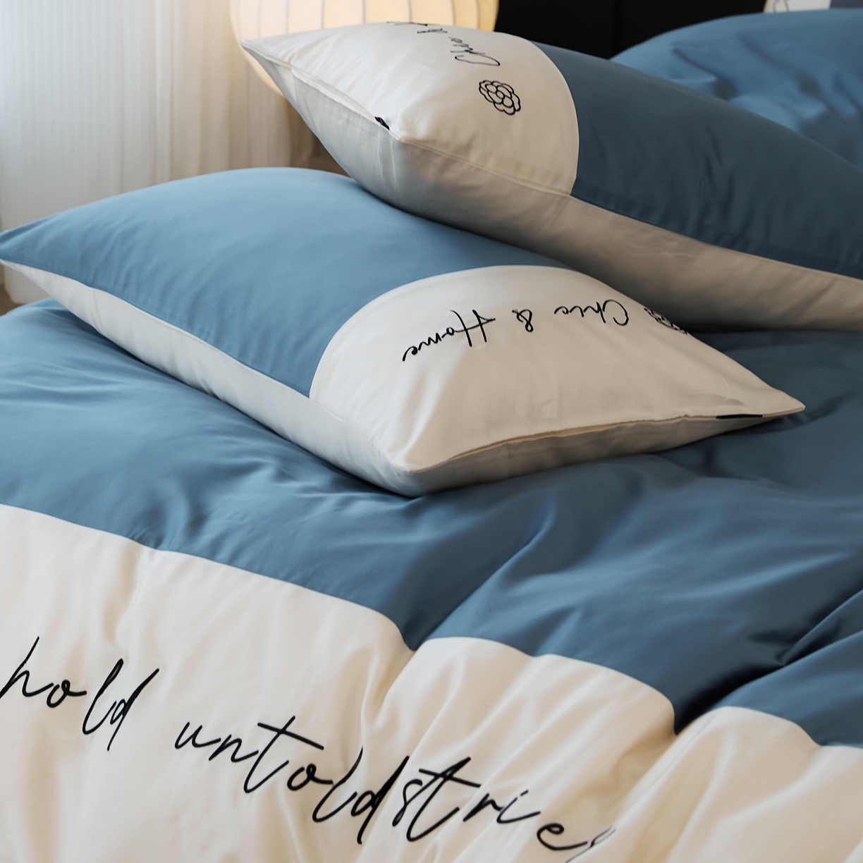 91家纺网 家纺一手货源 找家纺 EH家居 2026新款春夏新款天丝棉四件套江南系列 江南-湖蓝