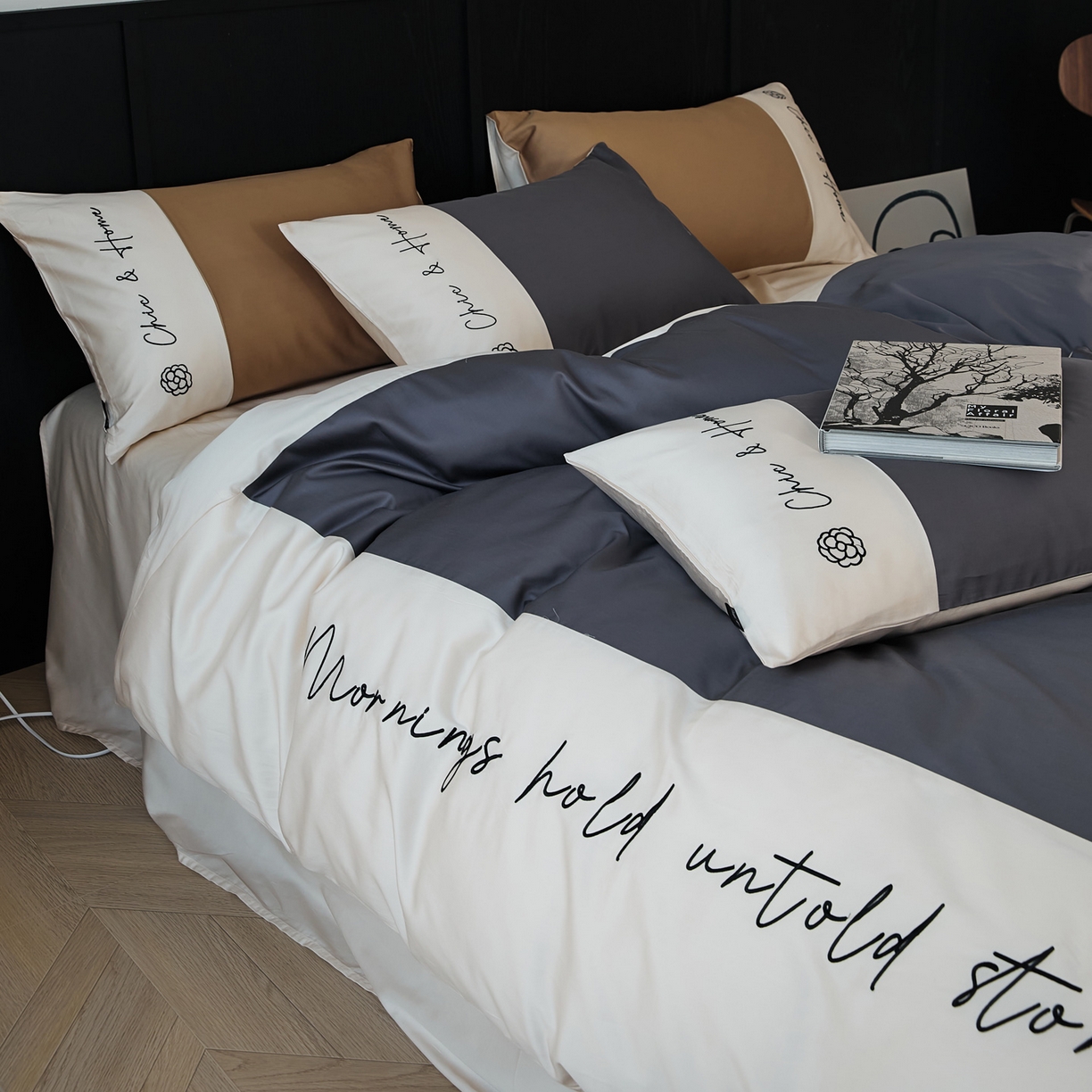 91家纺网 家纺一手货源 找家纺 EH家居 2026新款春夏新款天丝棉四件套江南系列 江南-远山黛