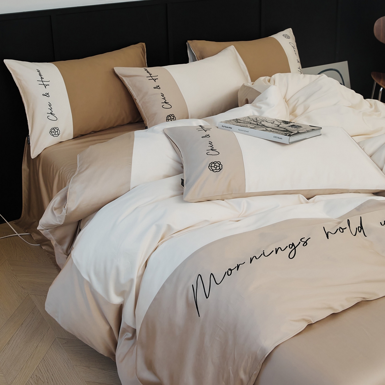 91家纺网 家纺一手货源 找家纺 EH家居 2026新款春夏新款天丝棉四件套江南系列 江南-流花白