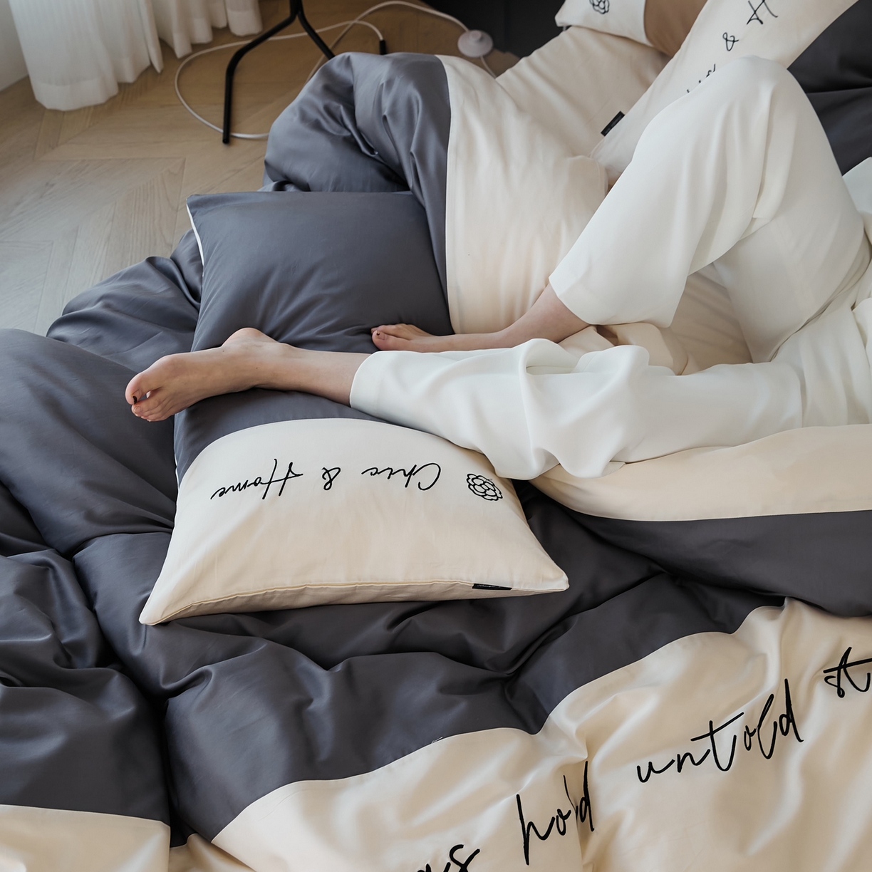 91家纺网 家纺一手货源 找家纺 EH家居 2026新款春夏新款天丝棉四件套江南系列 江南-远山黛