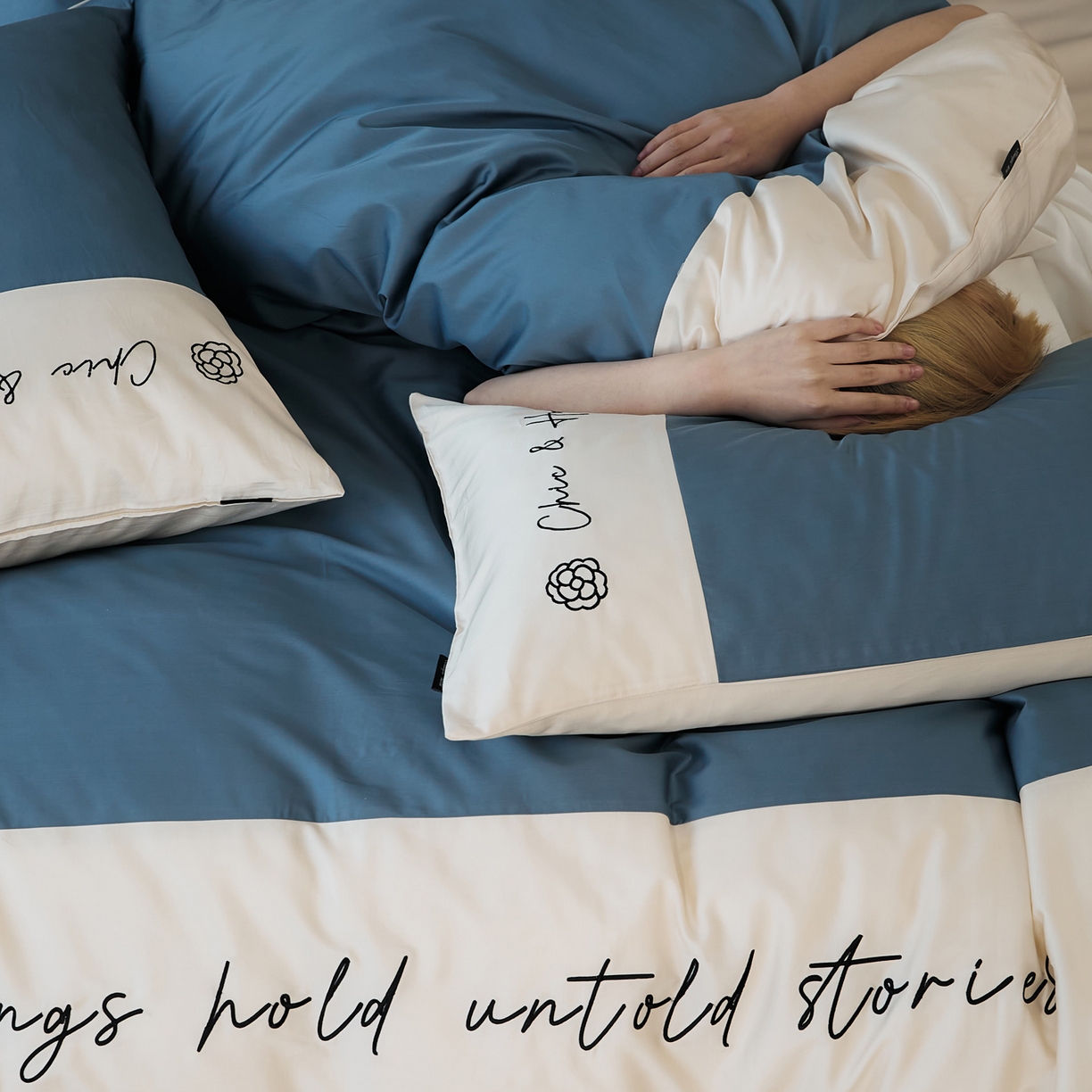 91家纺网 家纺一手货源 找家纺 EH家居 2026新款春夏新款天丝棉四件套江南系列 江南-湖蓝