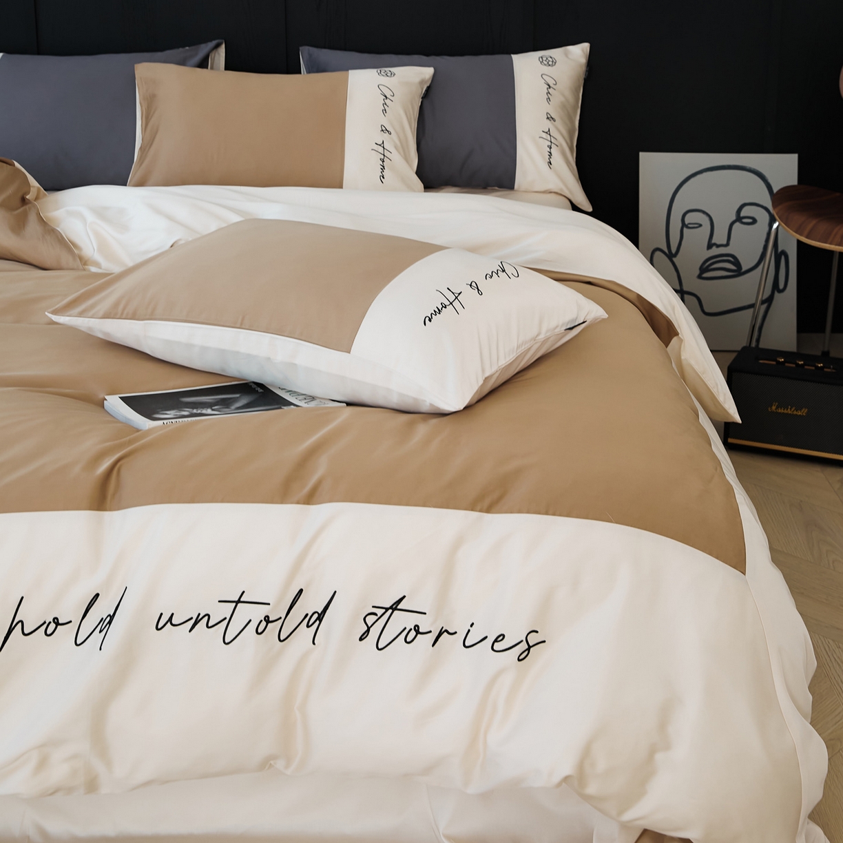 91家纺网 家纺一手货源 找家纺 EH家居 2026新款春夏新款天丝棉四件套江南系列 江南-栗色