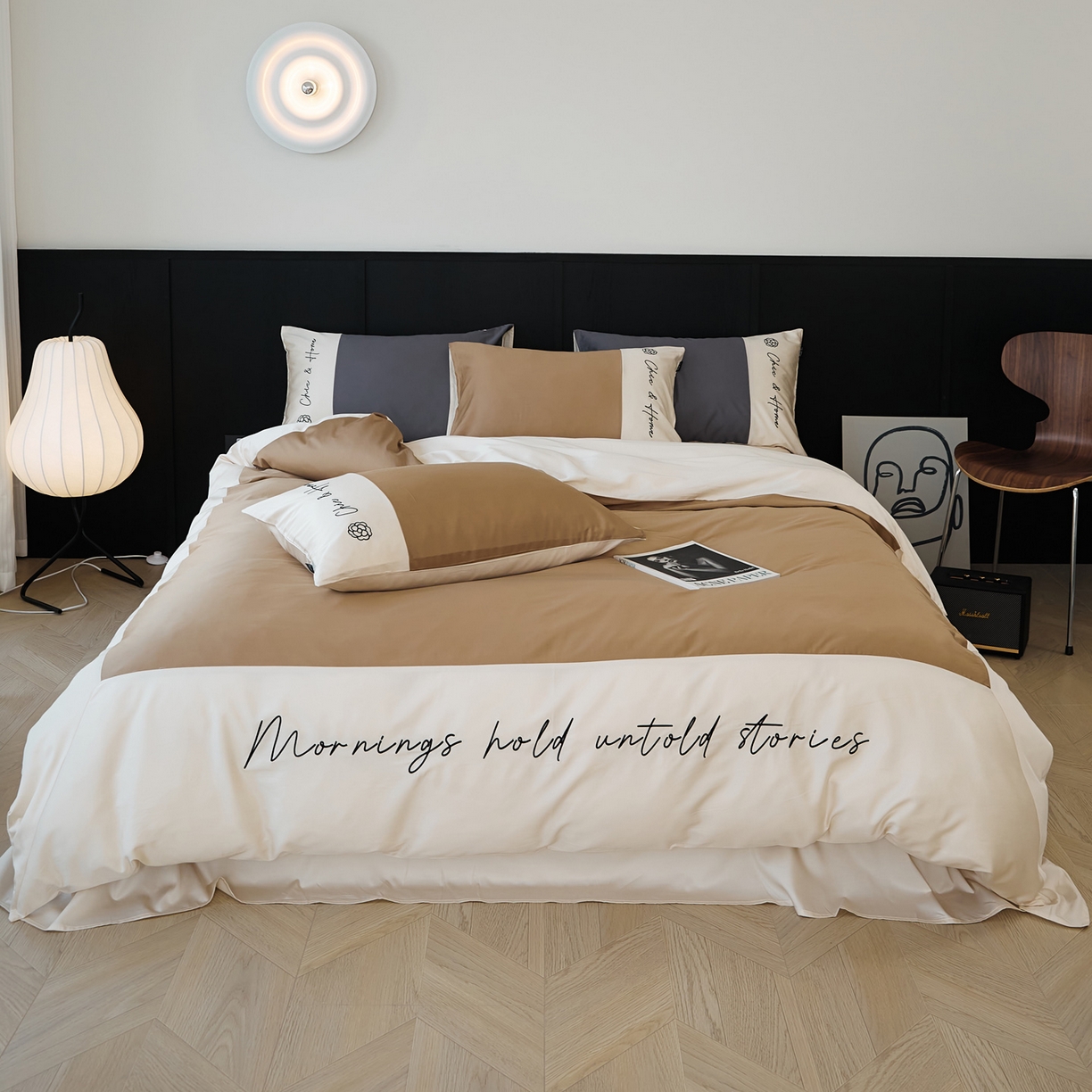 91家纺网 家纺一手货源 找家纺 EH家居 2026新款春夏新款天丝棉四件套江南系列 江南-栗色