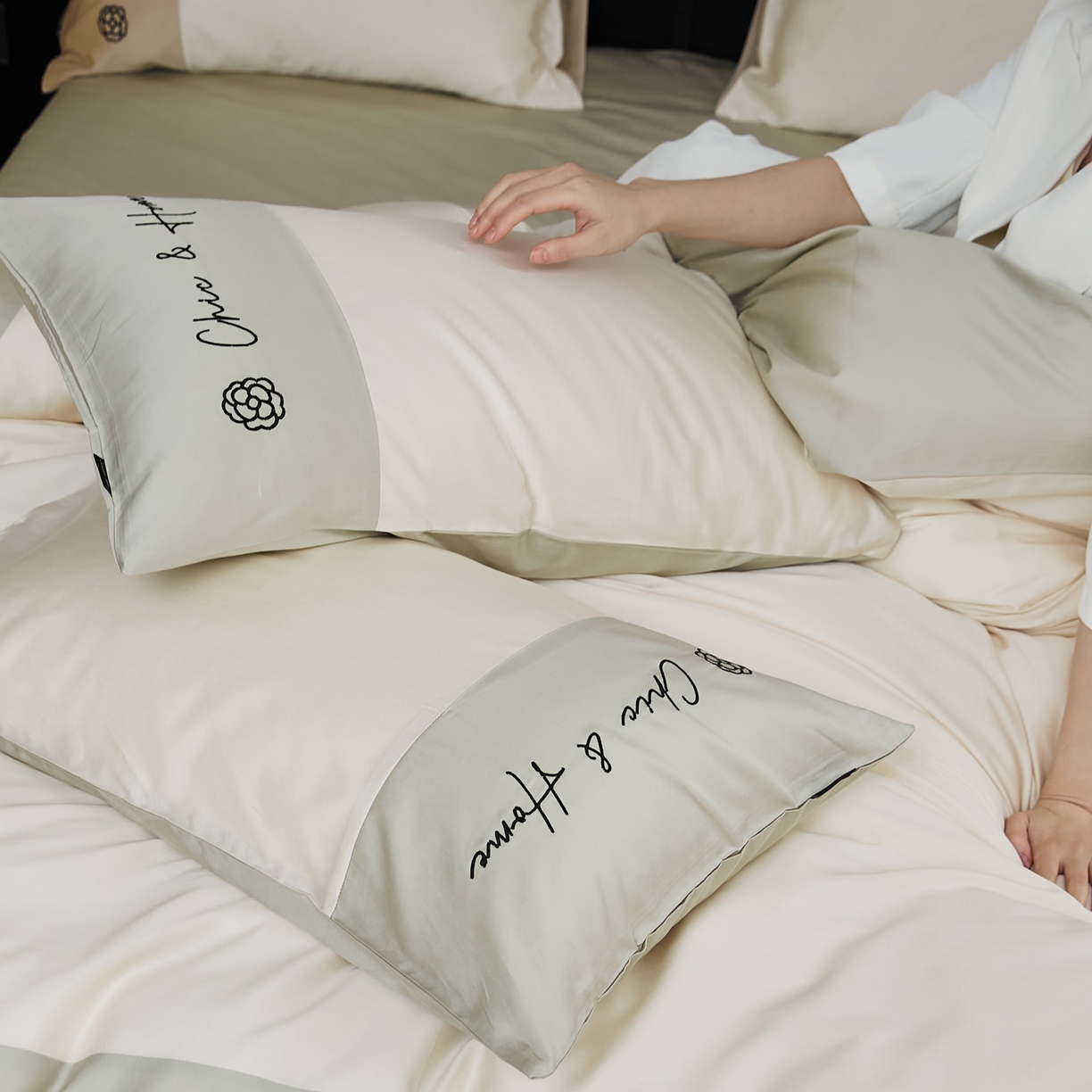 91家纺网 家纺一手货源 找家纺 EH家居 2026新款春夏新款天丝棉四件套江南系列 江南-汉白玉